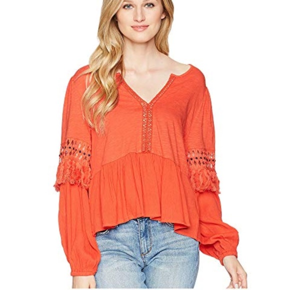 SOLD Perfect Fall Cutout Peasant Lucy Brand Blouse - Picture 2 of 8